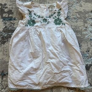 Rachel Zoe Tunic Dress White Teal Embroidered Flowers Cotton - 5T